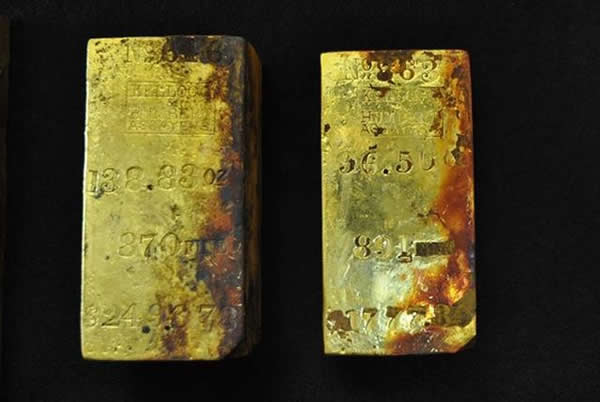 奥德赛海洋勘探公司在沉船遗址发现的金条