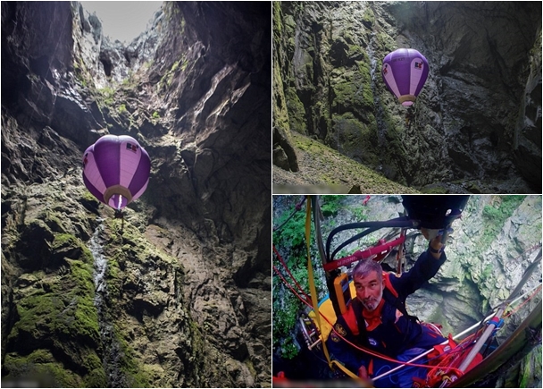 特里福诺夫乘坐热气球进入洞穴探险