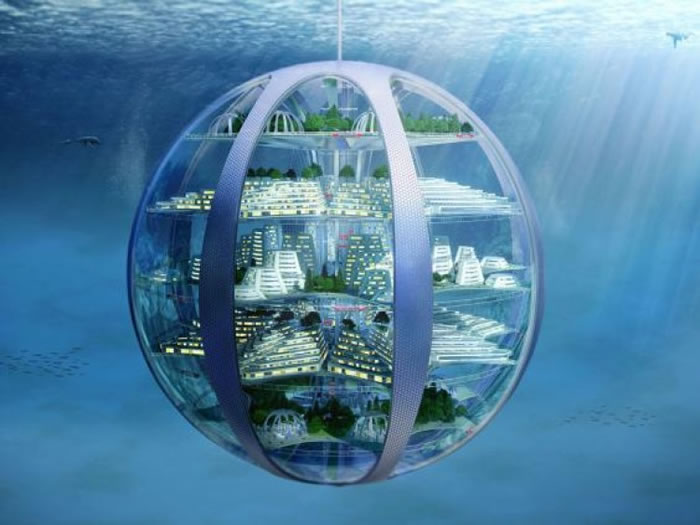 “水底气泡城市”的外型可以十分庞大。图为其构想图。