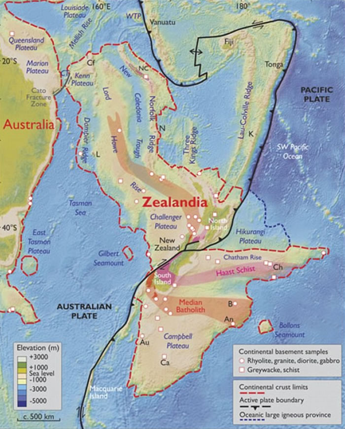 澳大利亚东部发现世界第八洲Zealandia：面积490万平方公里 8500万年前沉入海中