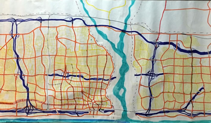 「一座想像的城市」，杰夫・艾伦约十岁时的作品。 MAP BY JEFF ALLEN