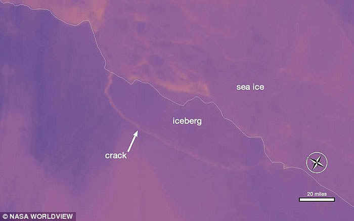 万亿吨重巨型冰山从南极拉森-C冰架断裂脱落 面积如5个香港