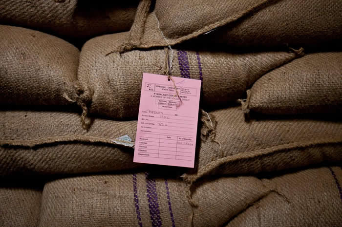 坎帕拉的Kyagalanyi Coffee Ltd工厂中一袋袋准备出口的咖啡豆。 PHOTOGRAPH BY TREVOR SNAPP, BLOOMBERG V