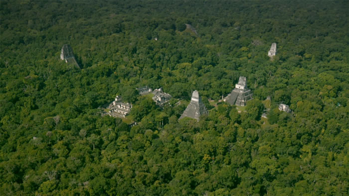 称为「光达」（LiDAR）的雷射科技能以数位方式移除森林树冠层，暴露出底下的古老遗迹，显示提卡尔等马雅城市比以地面为基础的研究所预估的更大。 COURTESY