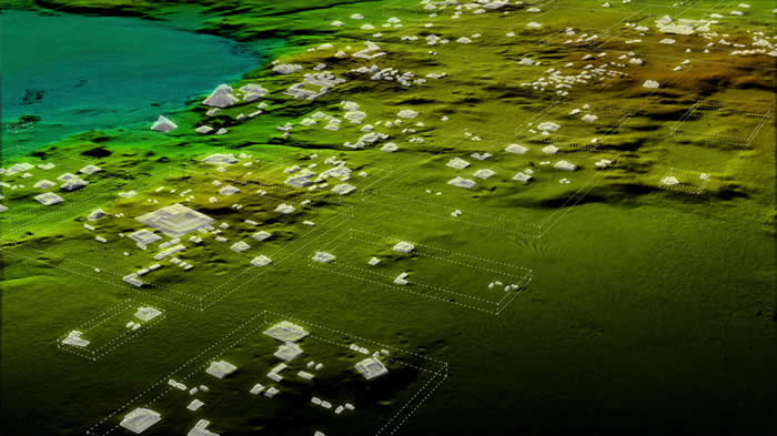 激光扫描揭露超过6万处先前不知的玛雅建筑，它们组成了包含城市、堡垒、农场与公路的广大网路。 COURTESY WILD BLUE MEDIA/NATIONAL