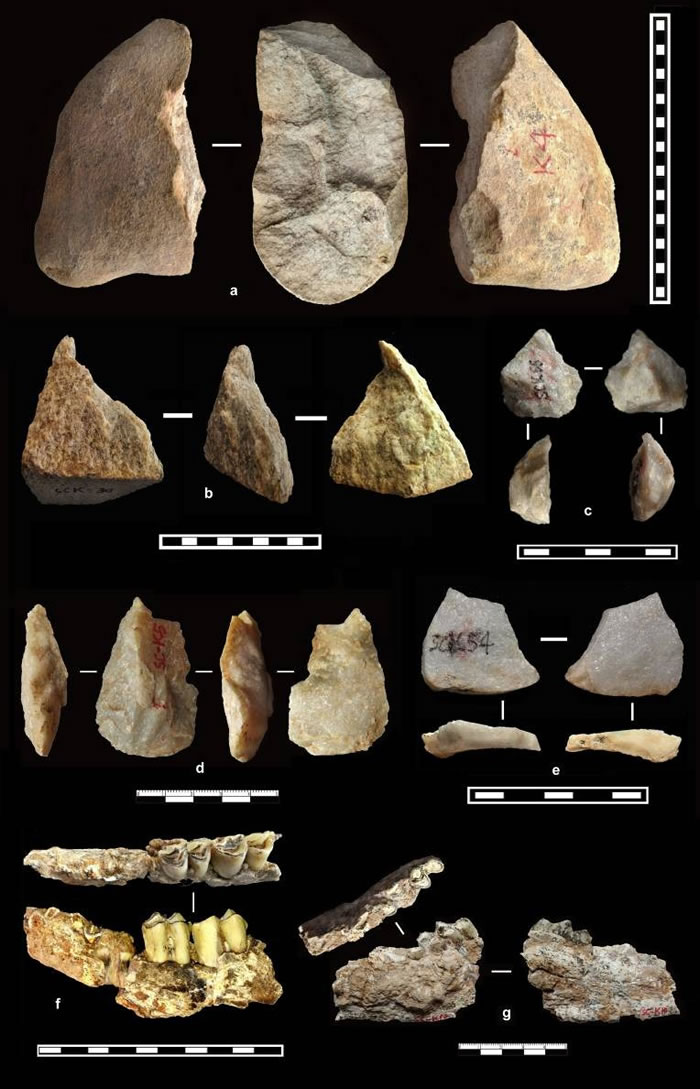 蓝田上陈遗址最老石器层位（S27~L28，距今大约2.00~2.12百万年）部分石器与化石