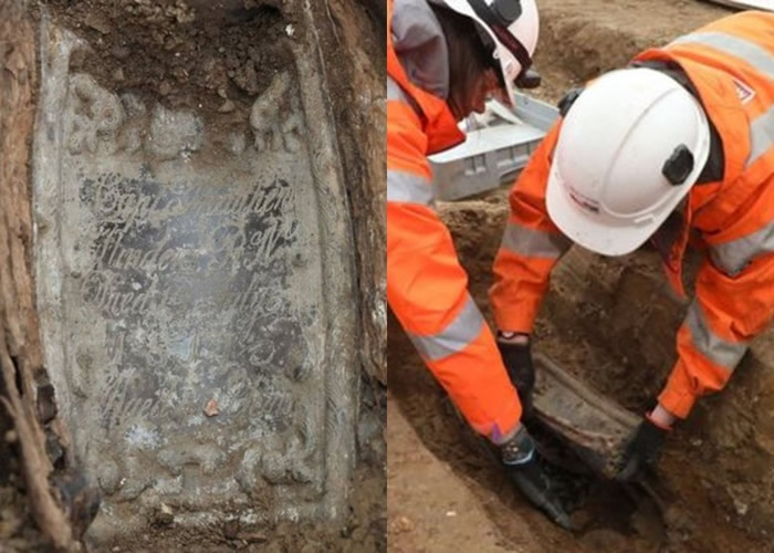 考古人员借石棺上镶嵌的胸铠（左图），辨认出亡者身份。