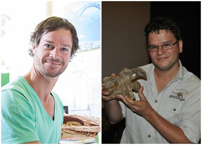 贝尔（左图）与波罗帕特（右图）一起研究该批化石。