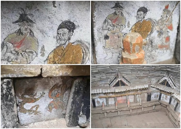 甘肃陇西村民修路时挖出宋朝古墓 彩绘砖块画有二十四孝故事
