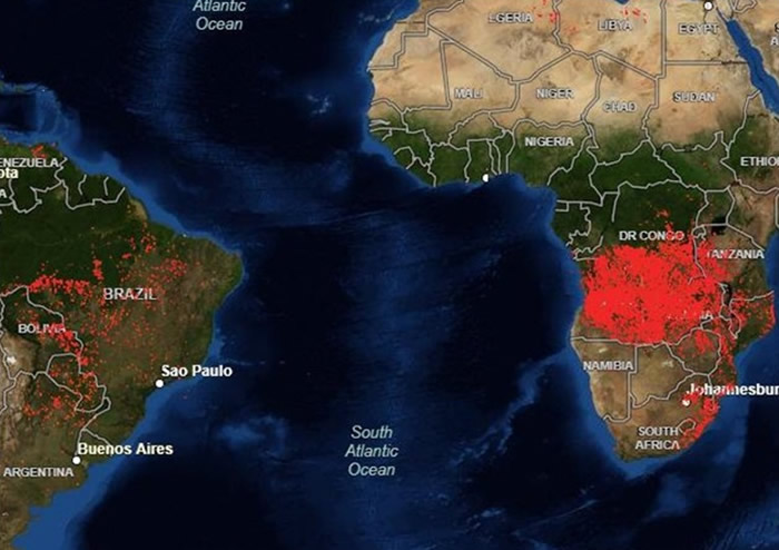 中非安哥拉和刚果民主共和国多地同时发生大火 火场数字较亚马逊森林多近5倍