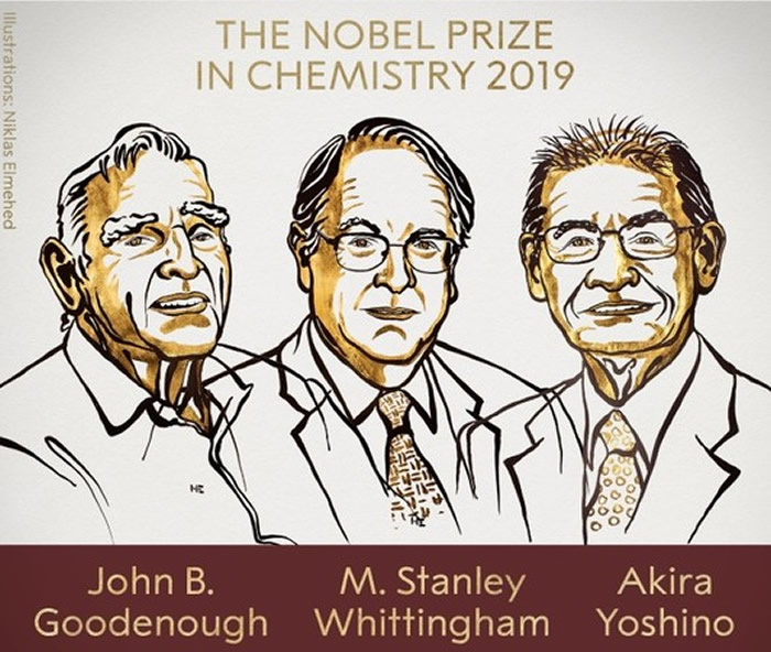 2019年诺贝尔化学奖：美国“锂电池之父”古迪纳夫、英国惠廷厄姆和日本吉野彰获奖