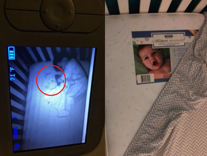 美国伊利诺州宝宝婴儿床上酣睡 妈妈在监控视频中惊见还有“另一个小孩”