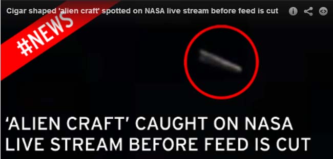 外星人搜寻组织“SecureTeam 10”发现NASA视频中香烟形状UFO高速飞过国际空间站