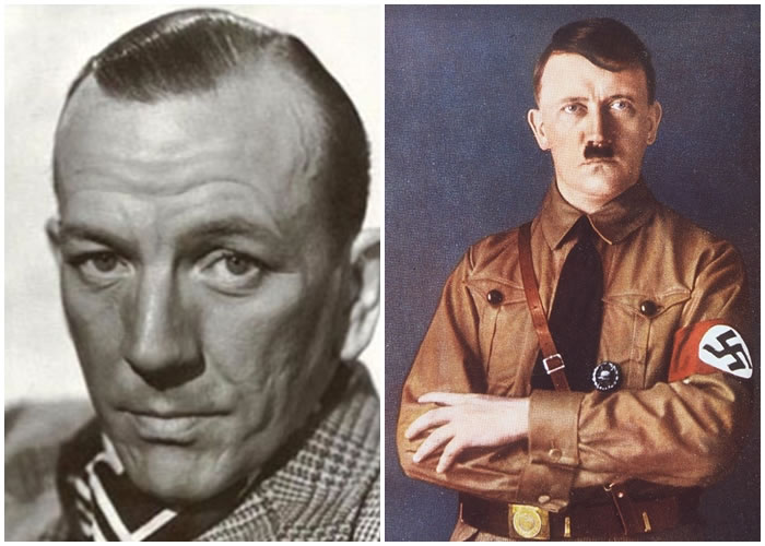 英国著名剧作家兼演员寇威尔（图左）想希特勒（图右）炸掉好莱坞。