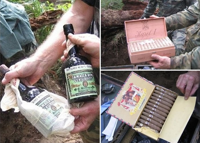 历史专家在行李箱内亦发现有酒类饮品和雪茄。