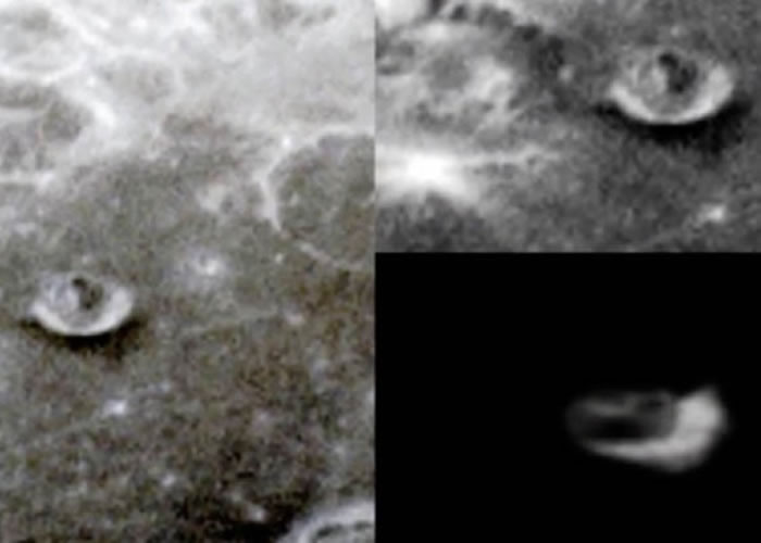 发片者以近日发现的不明飞行物体（右下），与该阴影作对比。