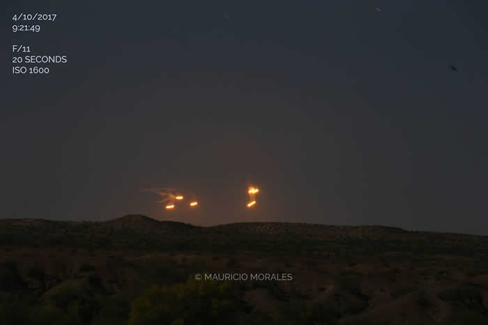 美国亚利桑那州夜空惊现有6盏大灯的不明飞行物UFO？