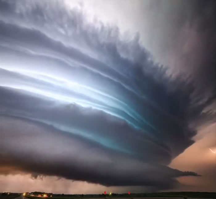 美国南达科他州拍到绝美“风暴怪云”