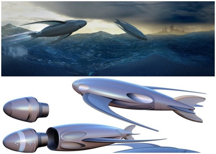 有学生设计出似是飞鱼的概念潜艇。