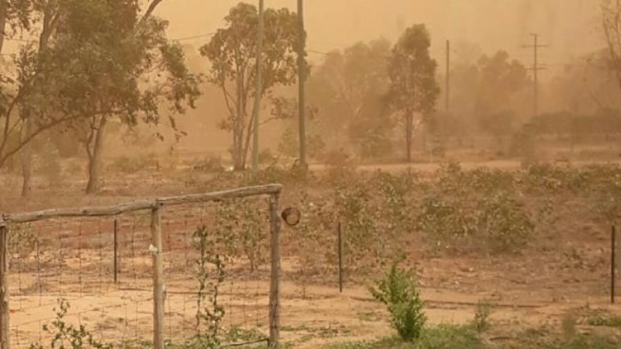 沙尘暴袭澳洲内陆城镇 扬暗红色尘土遮天蔽日