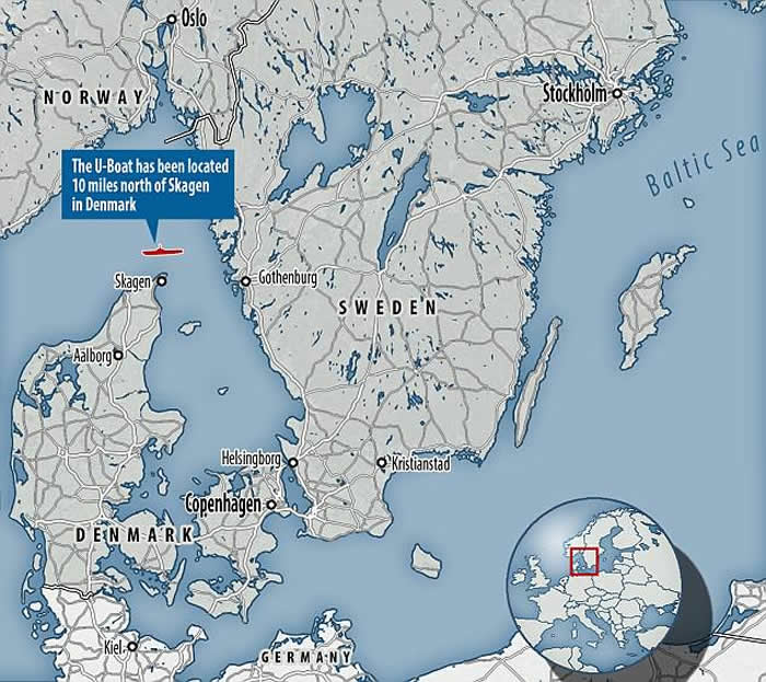 第三帝国将领乘坐逃跑的德国U-3523潜艇在斯卡格拉克海峡海底被发现