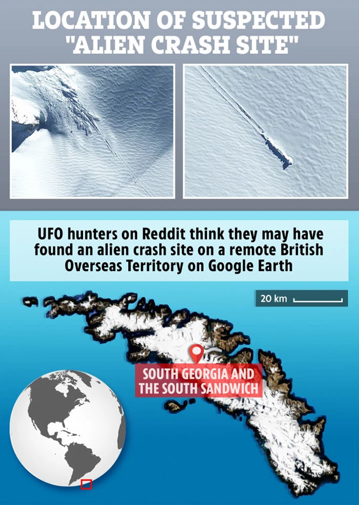 Google地球在南极洲发现UFO跑道？网友称是不明飞行物坠机现场