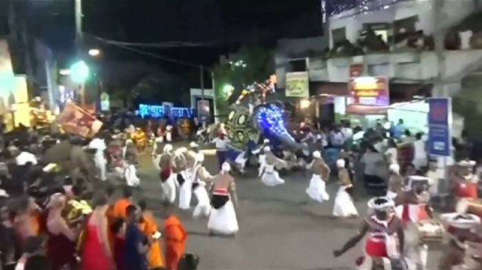 斯里兰卡可伦坡佛教盛会“康提佛牙节” 大象被人群吓坏在大街狂奔踩伤18人
