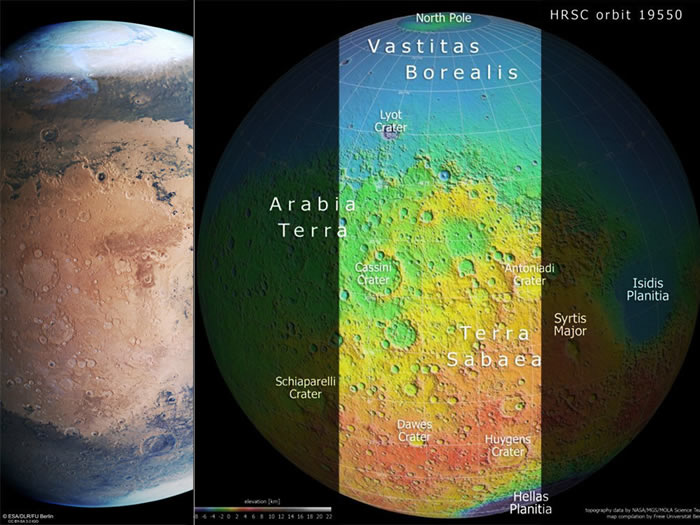 欧洲航天局获得由火星快车号探测器拍摄的火星“马赛克”图像