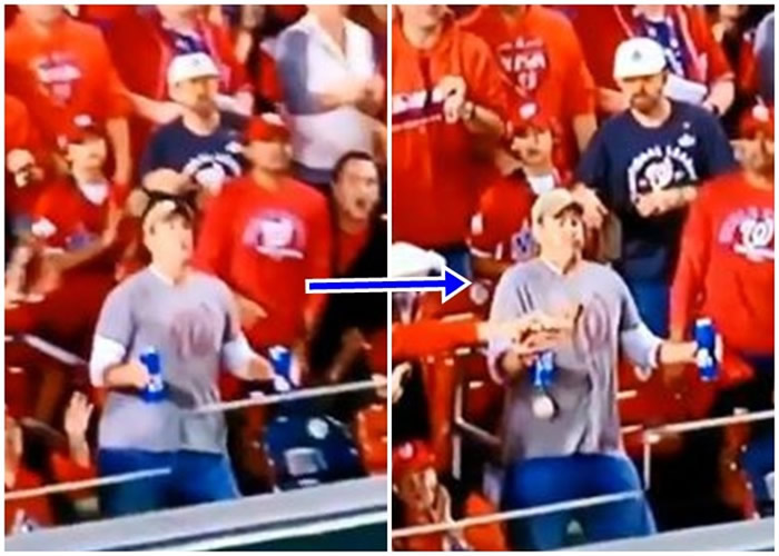 美国男子被棒球击中胸口 手持的两罐啤酒安然无恙