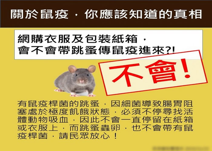 台湾发文澄清鼠疫不会通过包裹传入台湾。