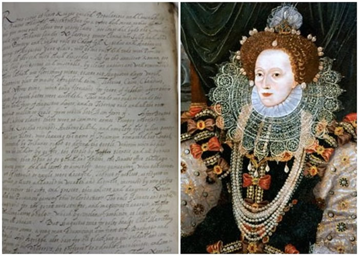 伊丽莎白一世（右）的翻译手稿（左）曝光。