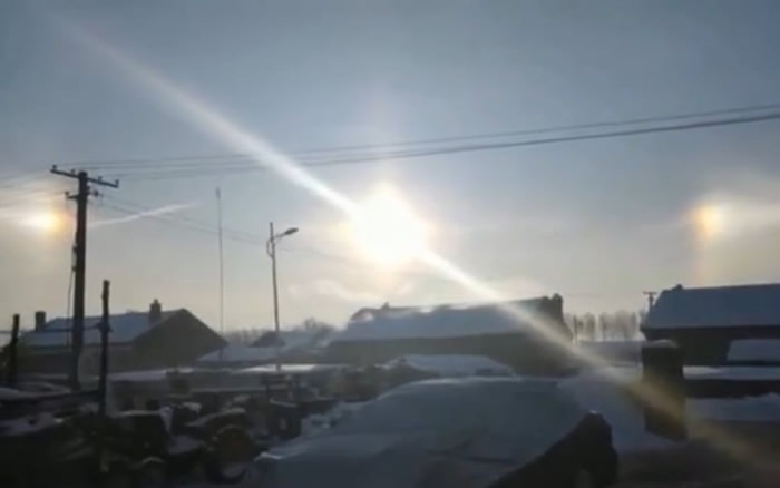 2019年最后一天惊现“幻日” 吉林省扶余市天空出现3个太阳