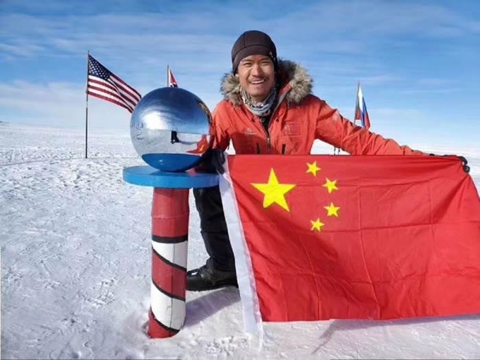 中国探险协会会员、青年科学探险家温旭成功抵达南极点 创造新的世界纪录