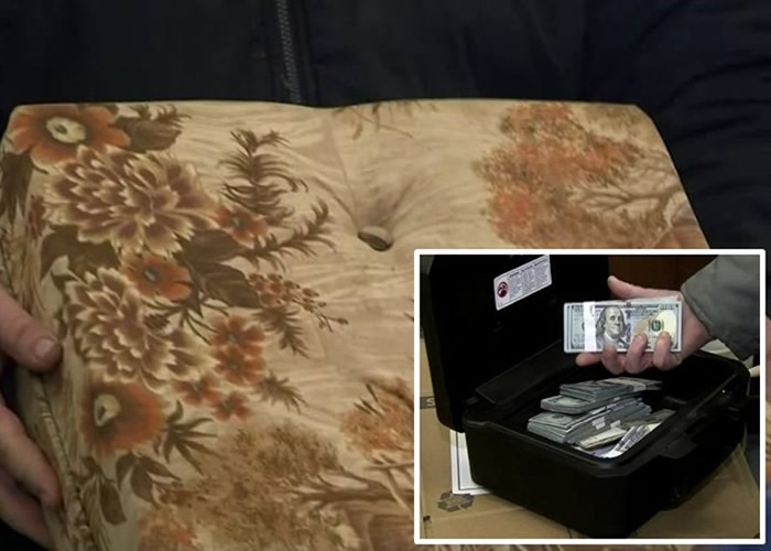 美国密歇根州男子买二手沙发感异样 拆开竟发现4.3万美元现金