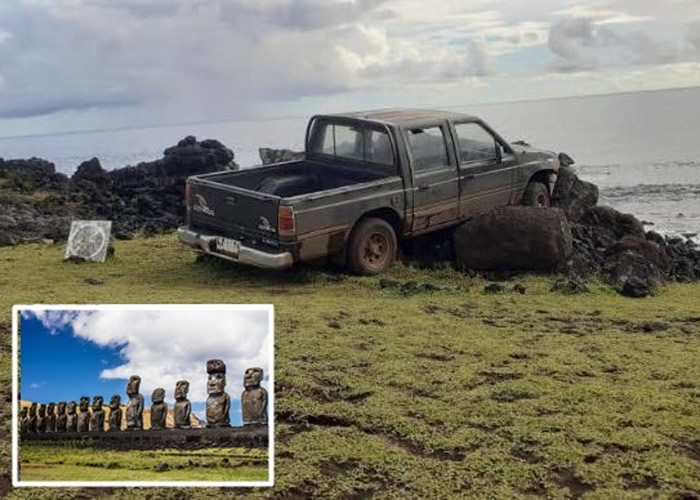男子开车撞坏智利复活岛上的著名世界文化遗产毛埃石像