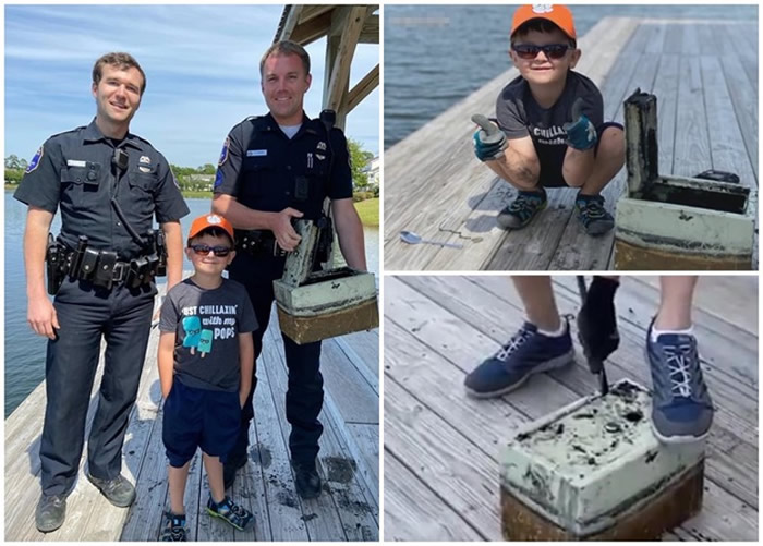 美国南卡罗莱纳州男童用强力磁石在湖中“寻宝”时意外钓出邻居被盗保险箱