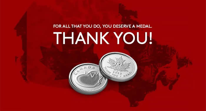 加拿大造币厂发行特殊纪念币 致敬冒着生命危险抗击新冠肺炎的医生和志愿者