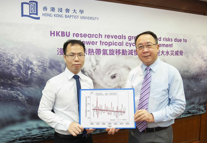 香港浸会大学地理系研究显示热带气旋移动减慢 为中国沿海带来更大水灾威胁