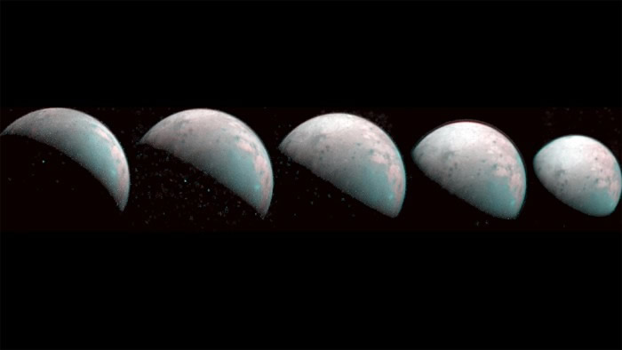 朱诺号深空探测器拍摄的木星最大卫星——木卫三盖尼米得北极的首批图像