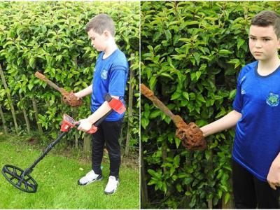英国北爱尔兰10岁男童获赠金属探测器作为生日礼物 小试牛刀即寻获300年古剑