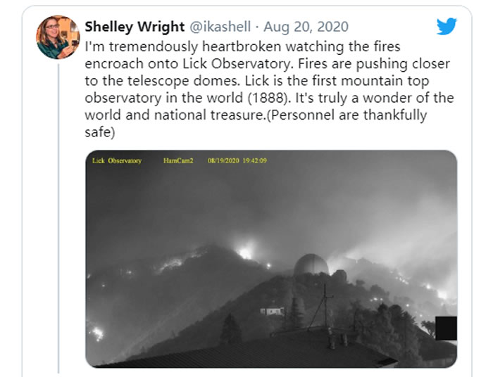 世界上最古老的133岁利克天文台在加州山火中幸存下来