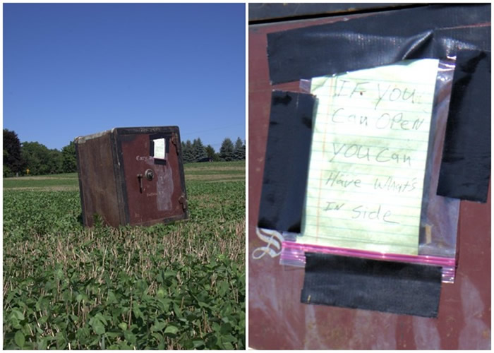 美国纽约州巴里一个农场出现神秘保险箱：“你能打开它，里面的东西就在你手中”