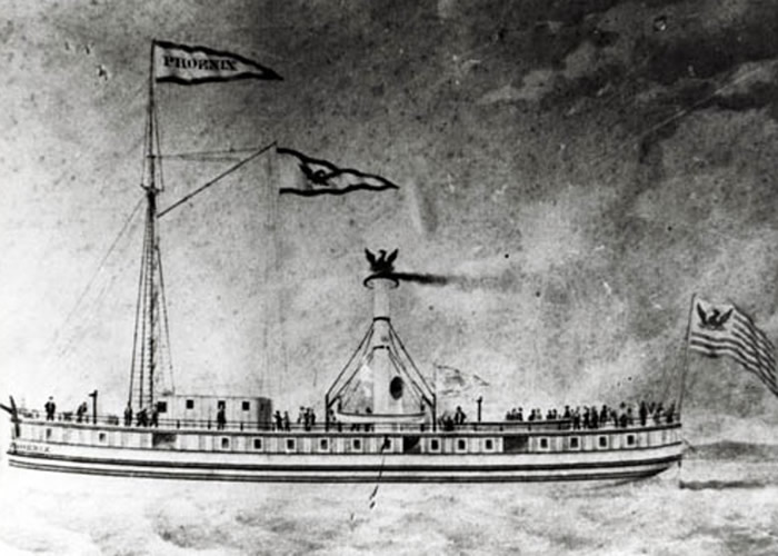 美国佛蒙特州尚普兰湖发现1819年沉没的蒸汽轮船“凤凰号”（SS Phoenix）桨轮
