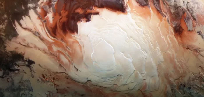 火星南极的“卡布奇诺”景像（图自：ESA）