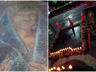 圣母玛利亚显灵？墨西哥瓜达卢佩一幅13年前以粉笔绘画的圣母玛利亚像突然再次出现