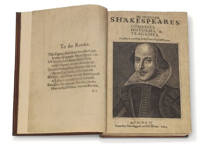 英国大文豪莎士比亚的《第一对开本》（The First Folio）以破天荒高价997万美元成交