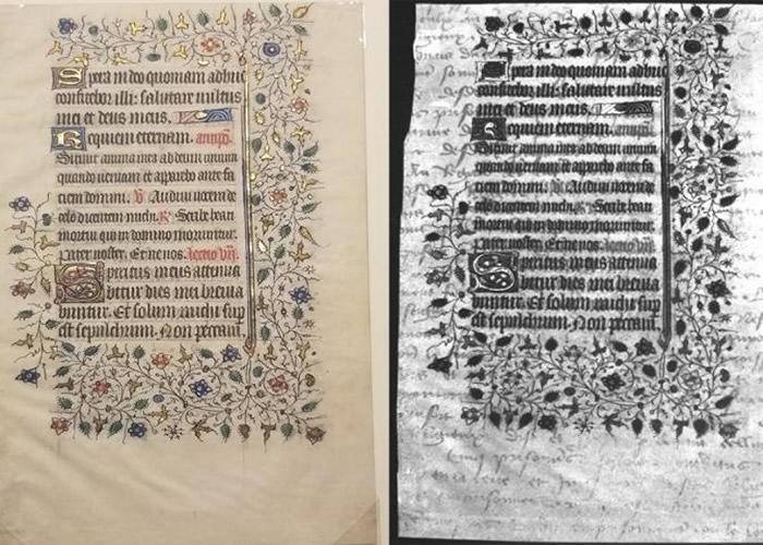 美国纽约州罗切斯特理工学院学生紫外线照中世纪手稿意外发现隐藏文字