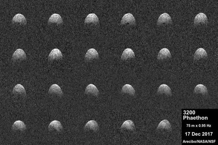 阿雷西博望远镜在2017年12月捕获一颗名为Phaethon的小行星雷达数据