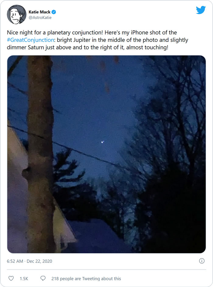 网友分享木星土星“大合相”天文奇观照片