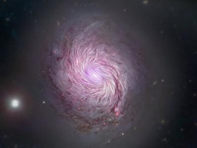 NASA分享由同温层红外线天文台拍摄的犹如人类指纹的棒旋星系“NGC 1068”照片